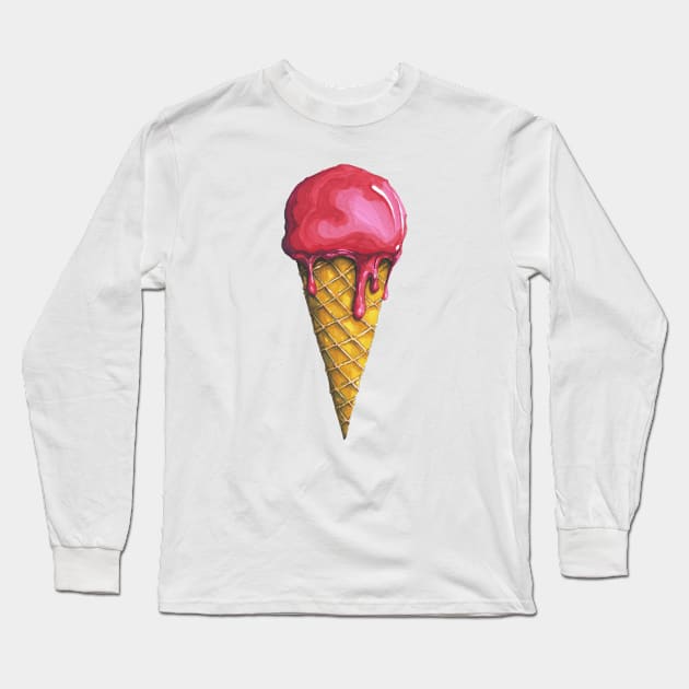 Strawberry Ice-cream Cone Long Sleeve T-Shirt by seanfleming